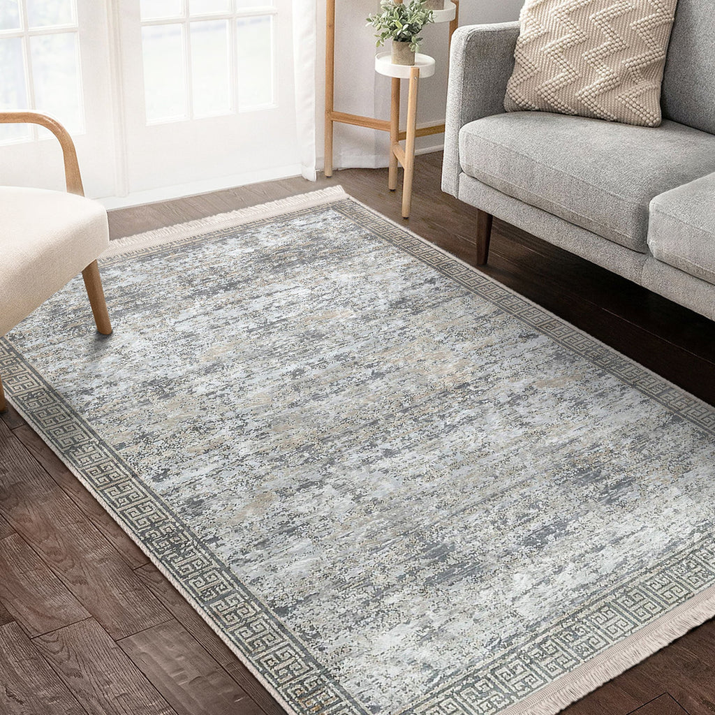Grey Classic Washable Area Rug