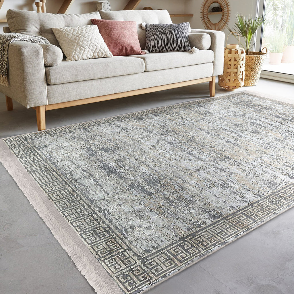 Grey Classic Washable Area Rug
