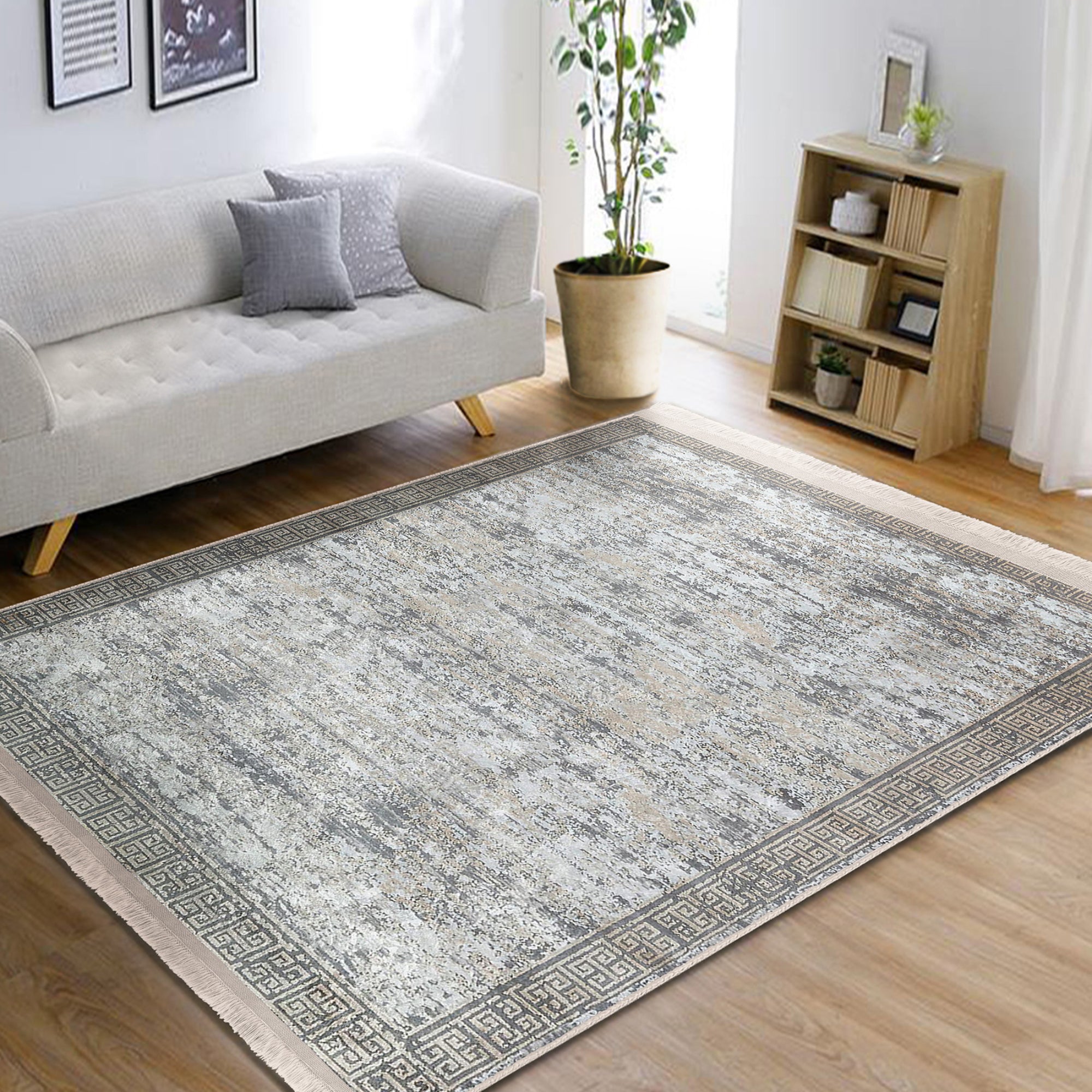 Grey Classic Washable Area Rug