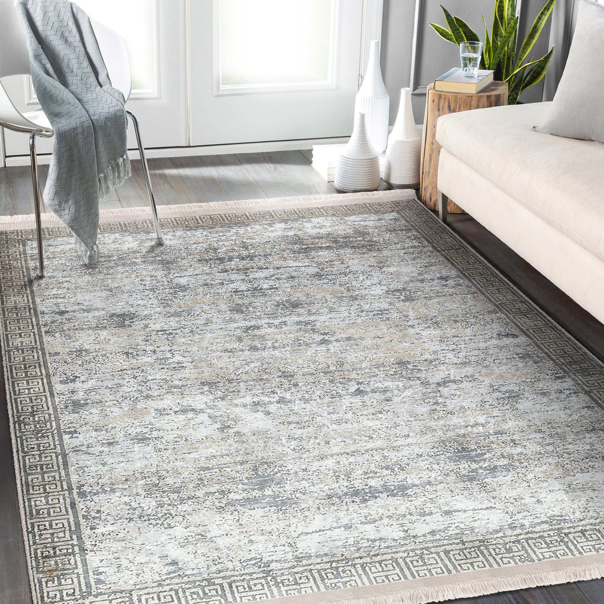 Grey Classic Washable Area Rug
