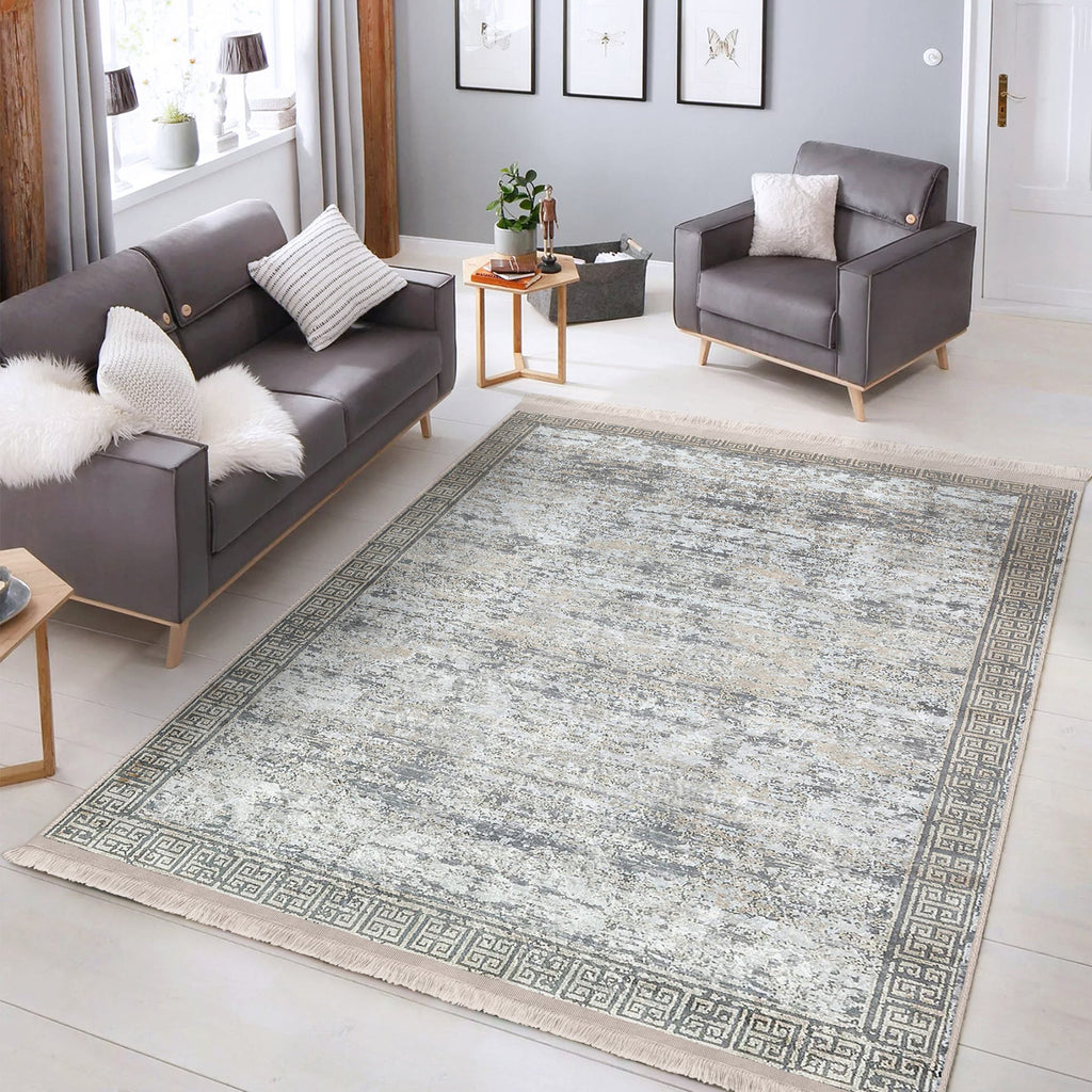 Grey Classic Washable Area Rug