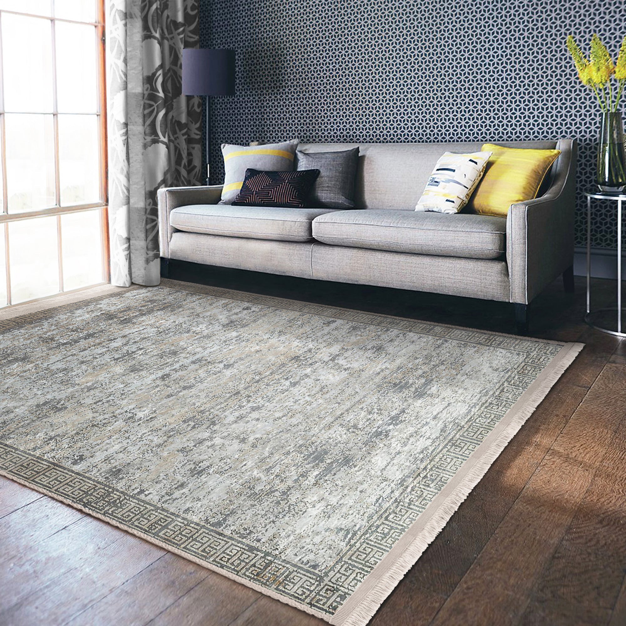Grey Classic Washable Area Rug