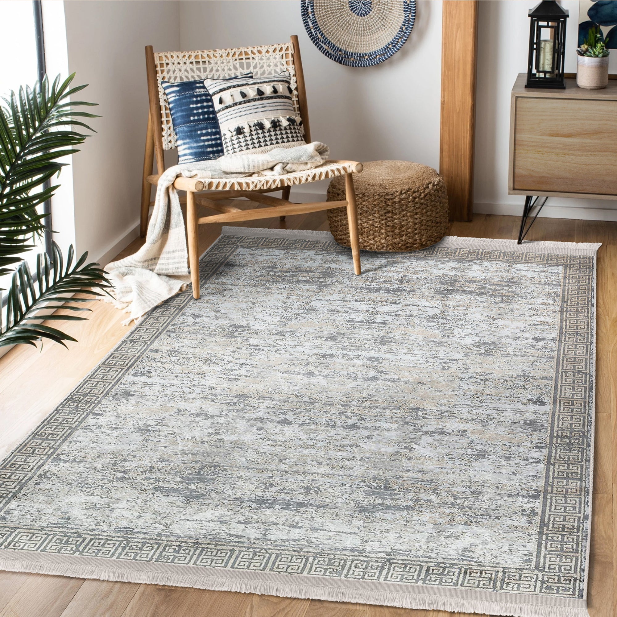 Grey Classic Washable Area Rug