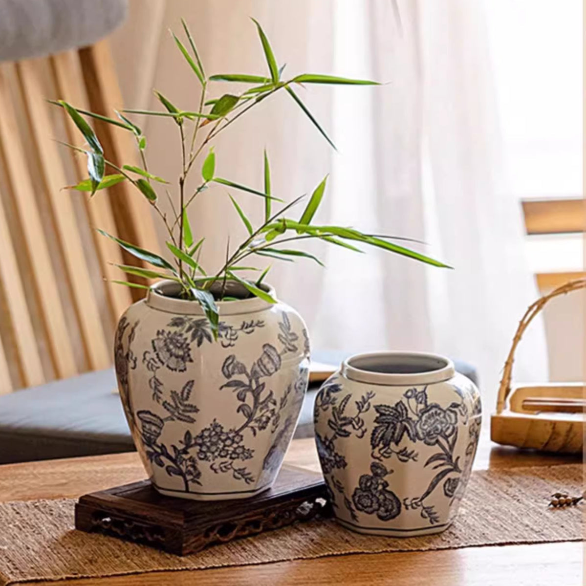 Blue & White Porcelain Floral Vase