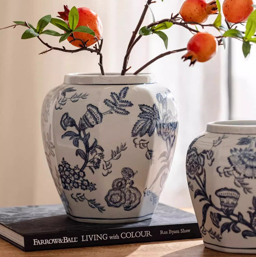 Blue & White Porcelain Floral Vase