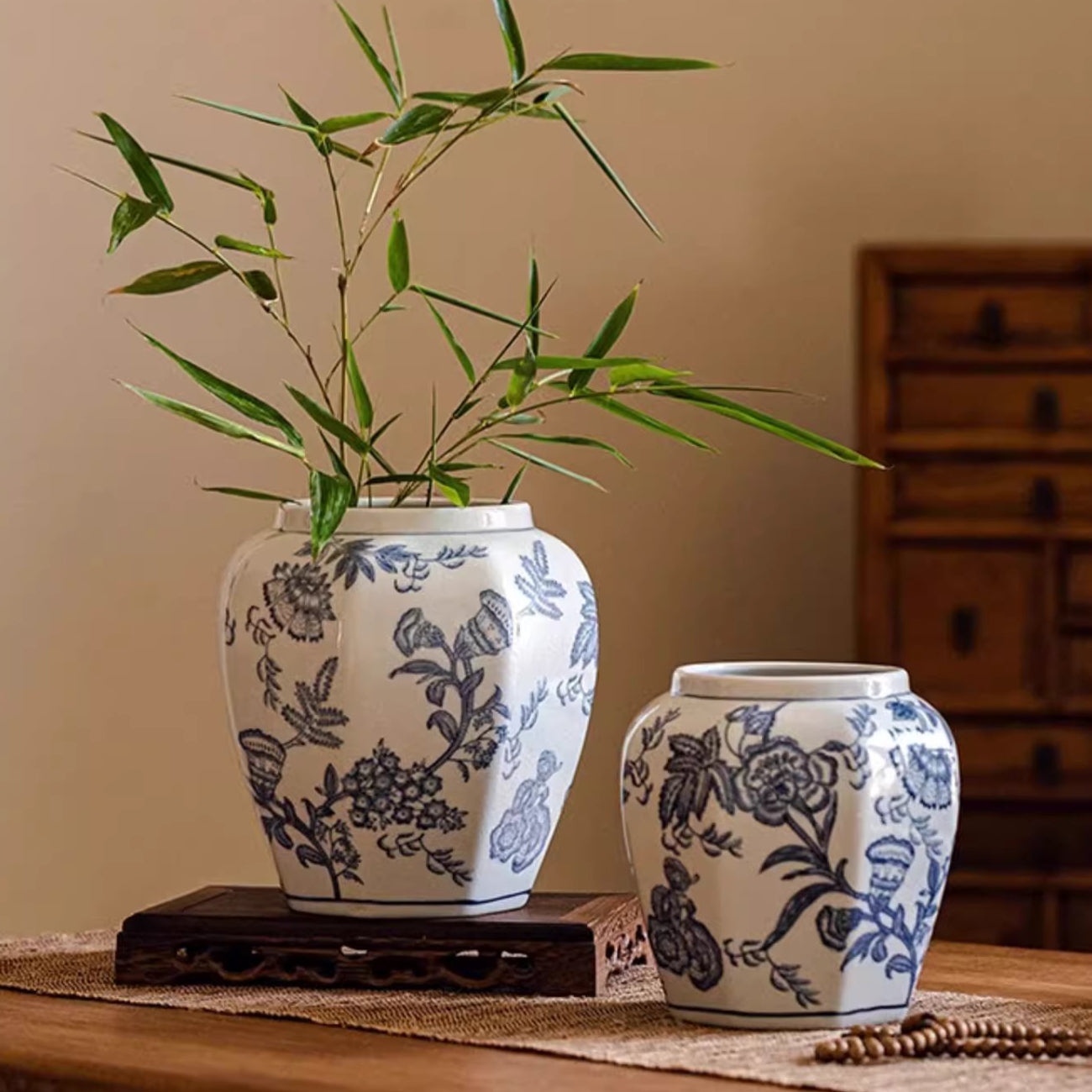 Blue & White Porcelain Floral Vase