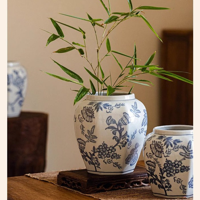 Blue & White Porcelain Floral Vase