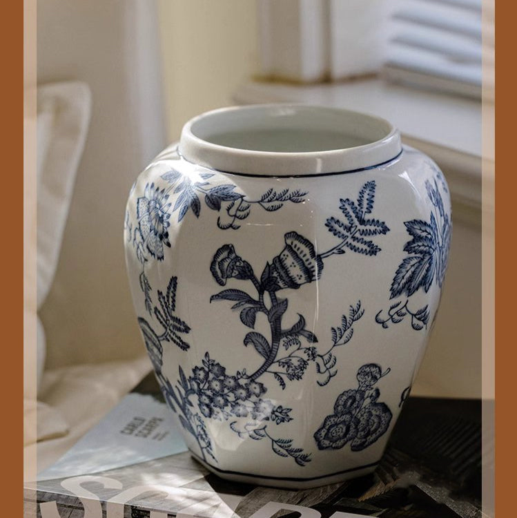 Blue & White Porcelain Floral Vase
