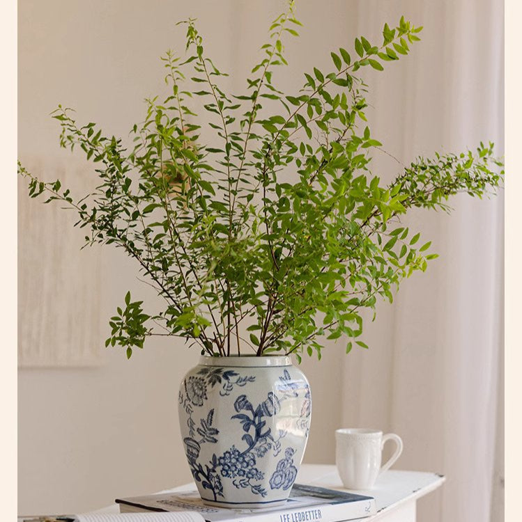 Blue & White Porcelain Floral Vase