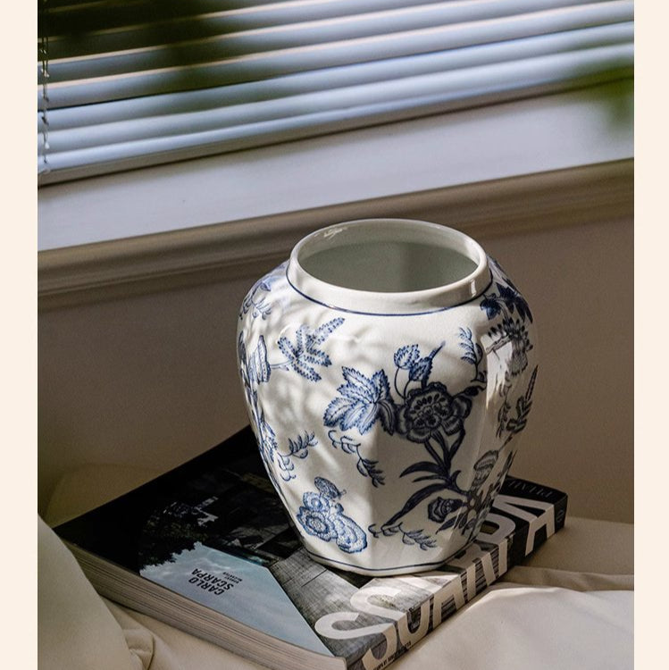 Blue & White Porcelain Floral Vase