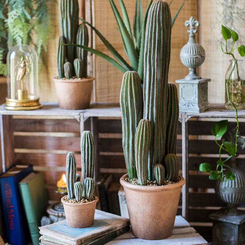 Faux Cactus in Brown Pot