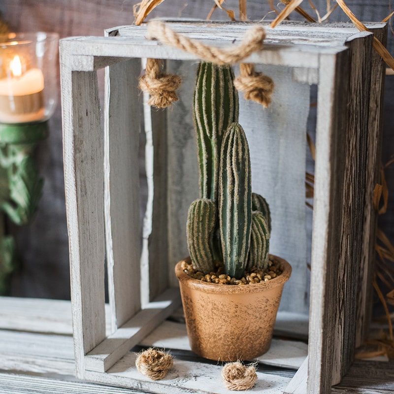 Faux Cactus in Brown Pot