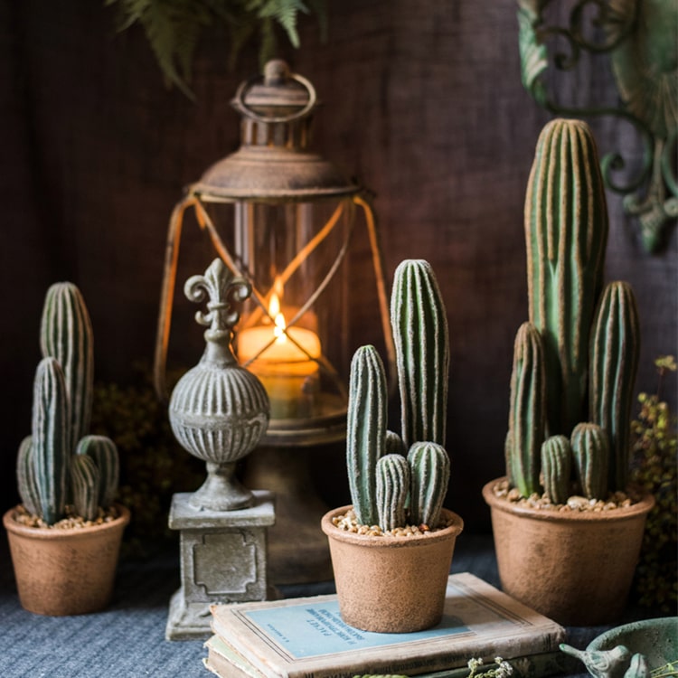 Faux Cactus in Brown Pot