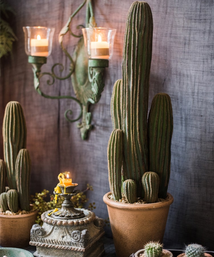 Faux Cactus in Brown Pot