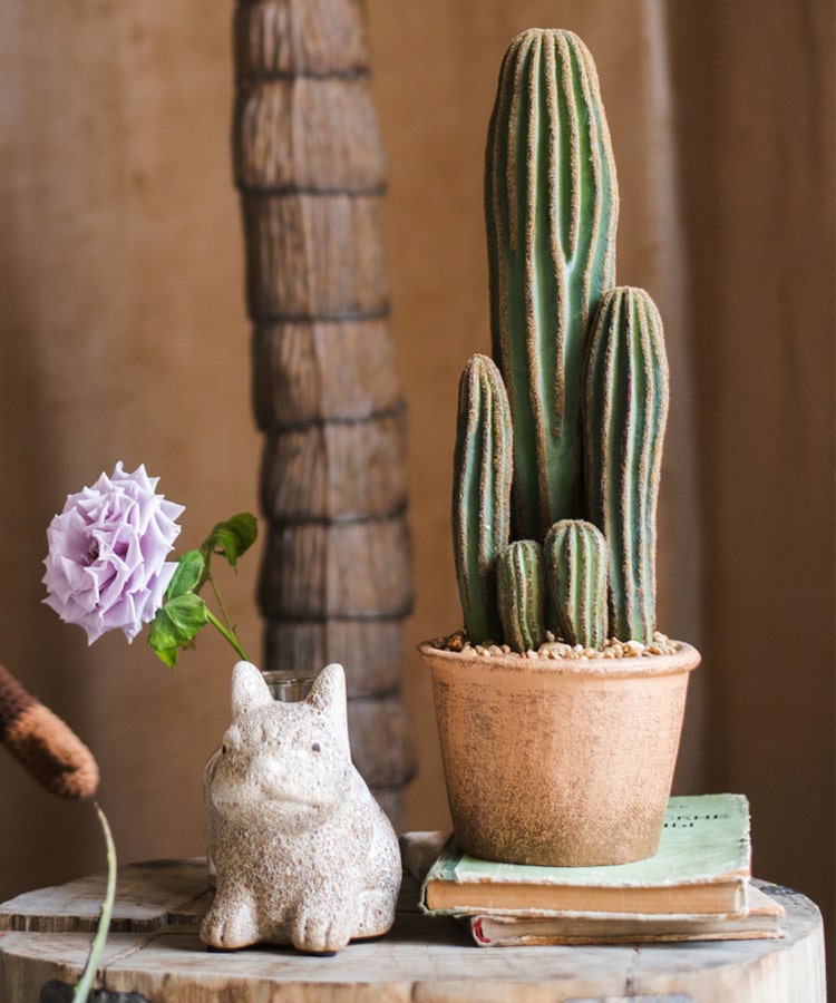 Faux Cactus in Brown Pot