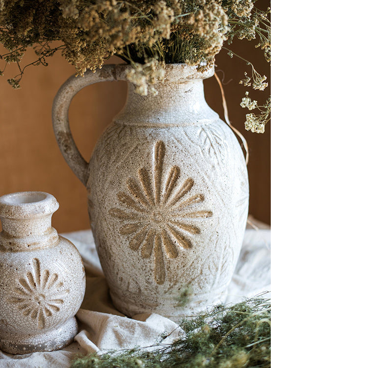Carved White Ceramic Vase