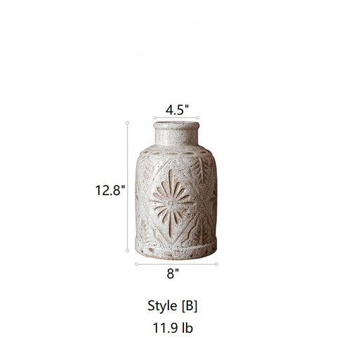 Carved White Ceramic Vase