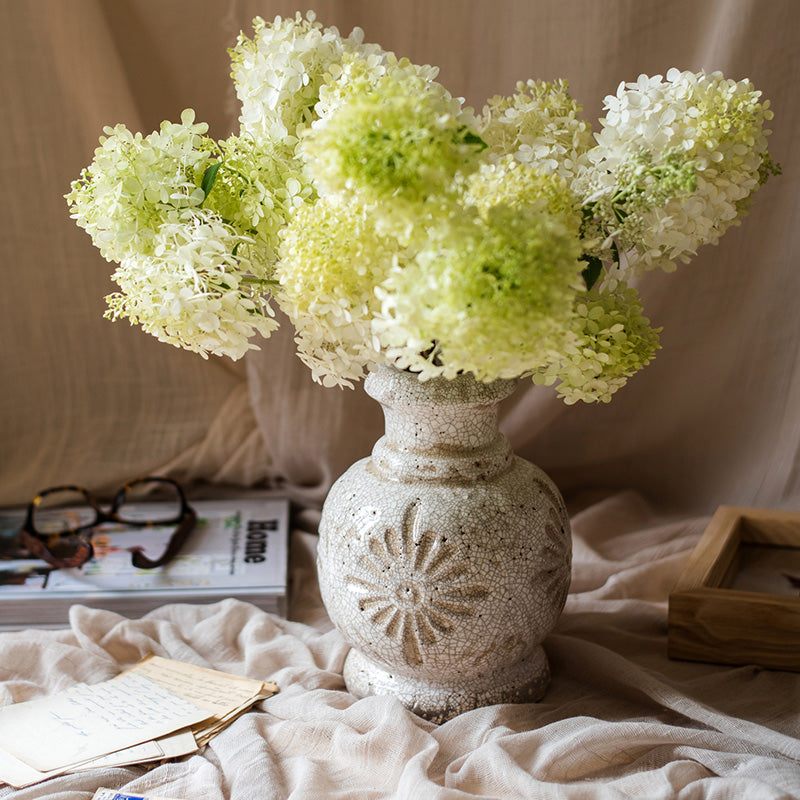 Carved White Ceramic Vase