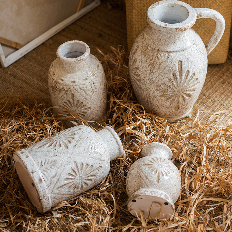 Carved White Ceramic Vase