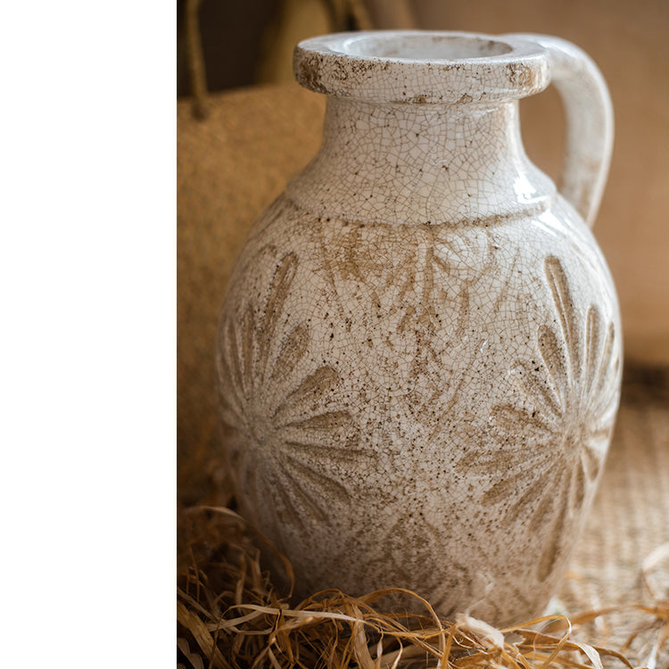 Carved White Ceramic Vase