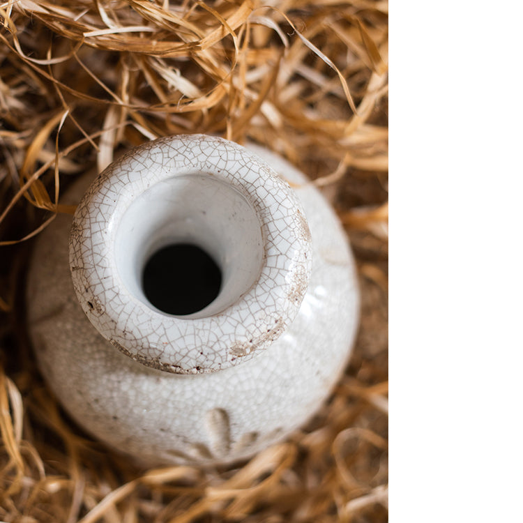 Carved White Ceramic Vase