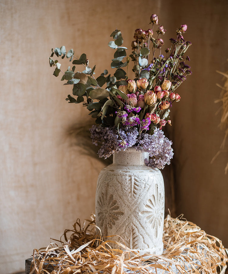 Carved White Ceramic Vase