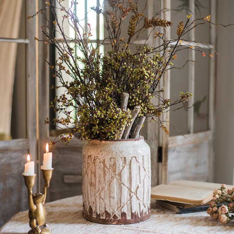 Distressed White Ceramic Vase
