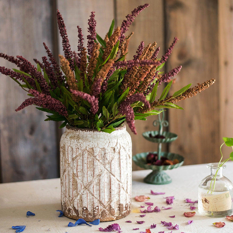 Distressed White Ceramic Vase
