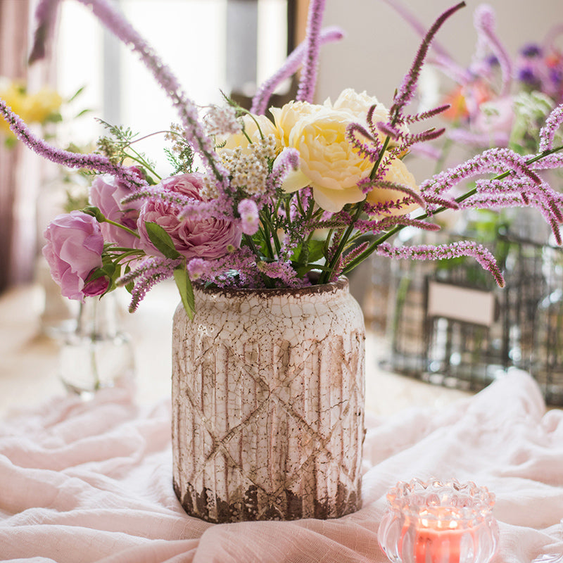 Distressed White Ceramic Vase