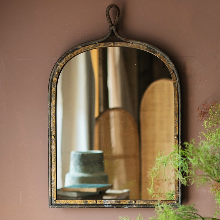 Antique Dark Iron Mirror