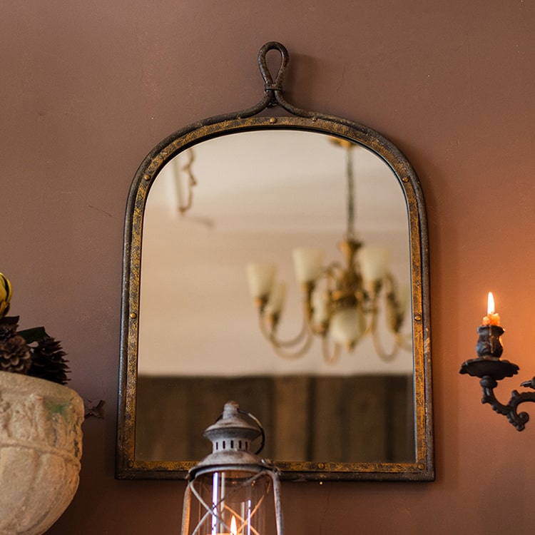 Antique Dark Iron Mirror