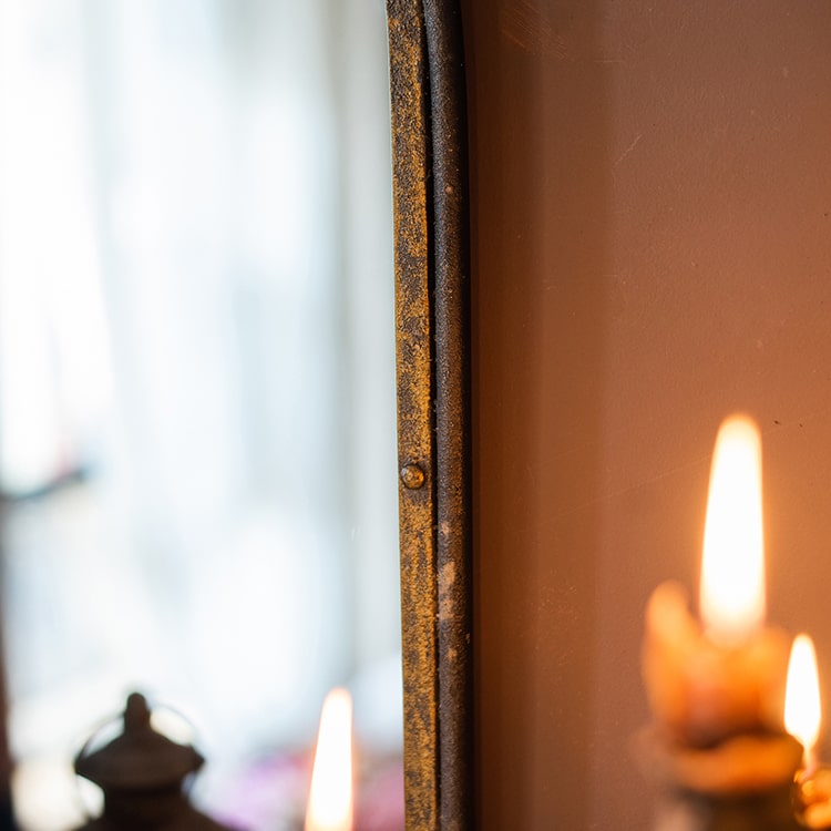 Antique Dark Iron Mirror