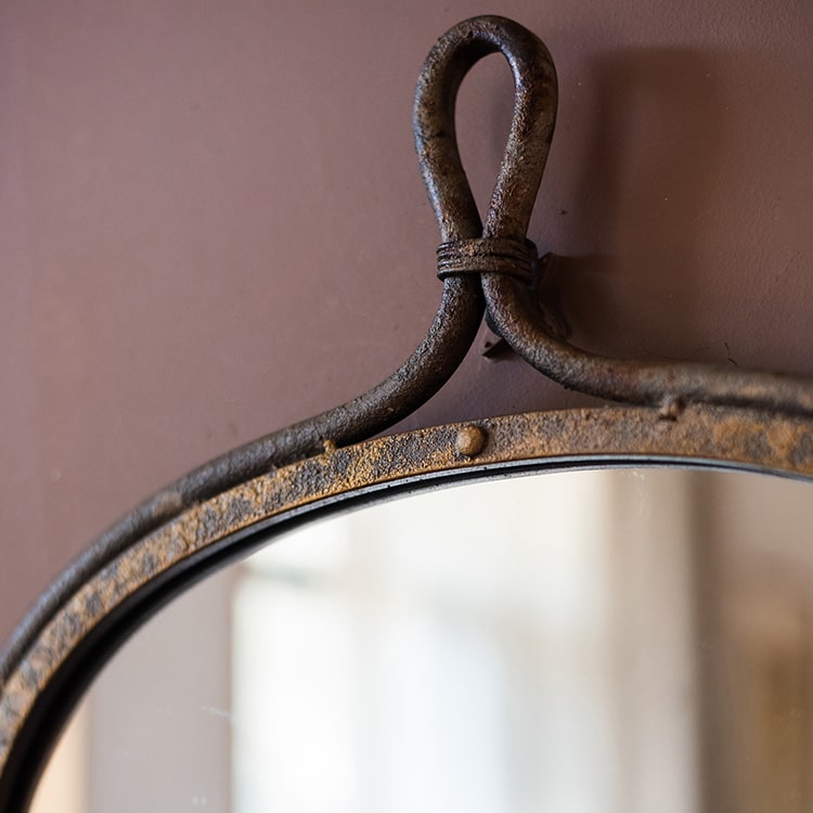 Antique Dark Iron Mirror
