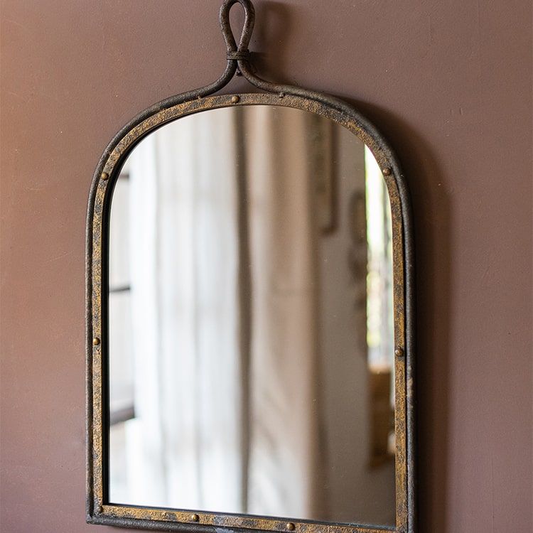 Antique Dark Iron Mirror