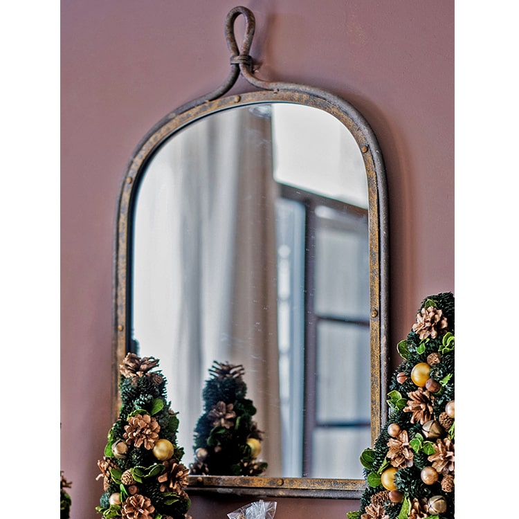 Antique Dark Iron Mirror