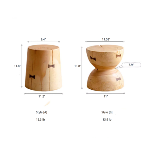 Natural Solid Wood End Table