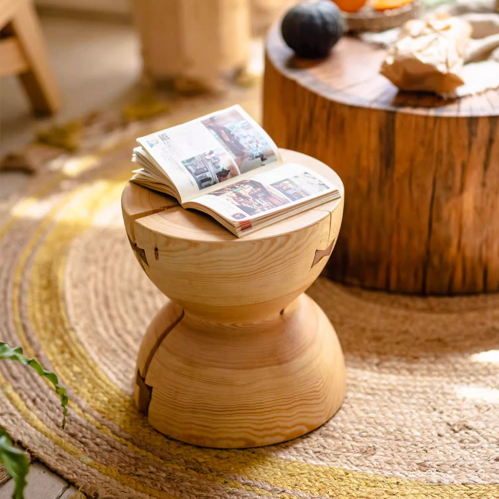 Natural Solid Wood End Table