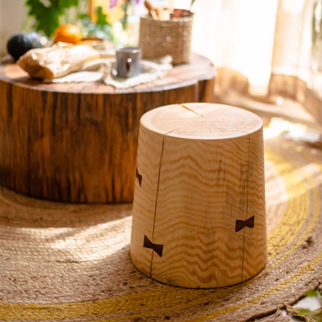 Natural Solid Wood End Table