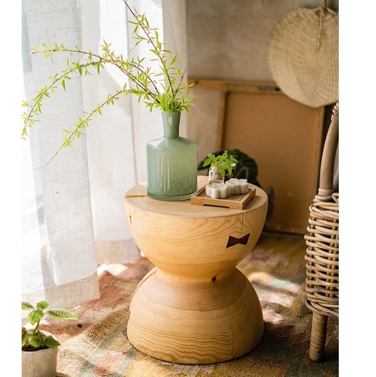 Natural Solid Wood End Table