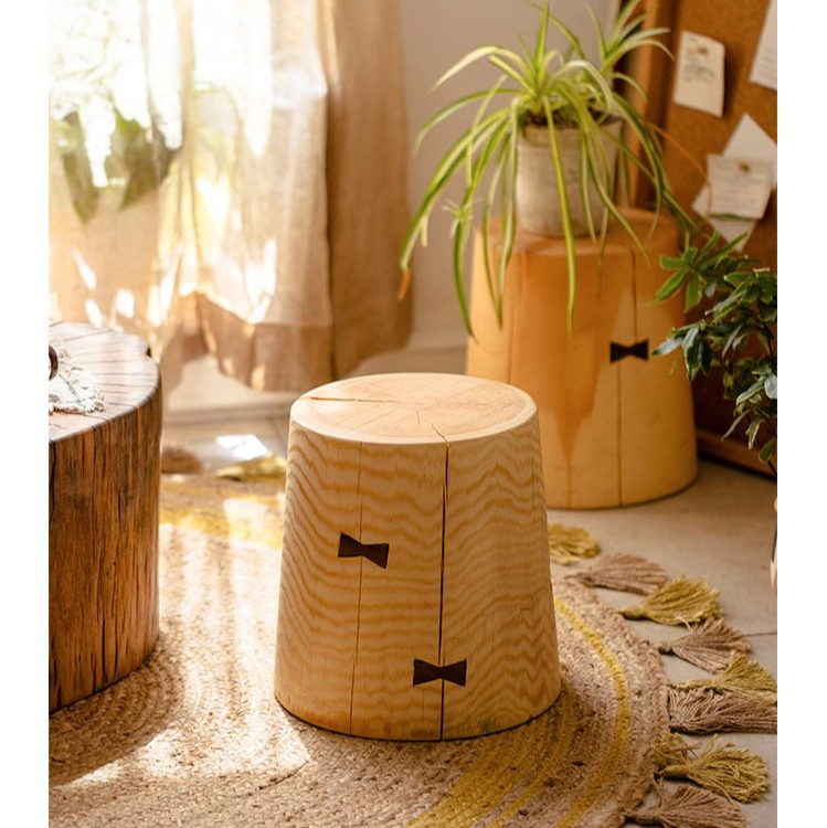 Natural Solid Wood End Table