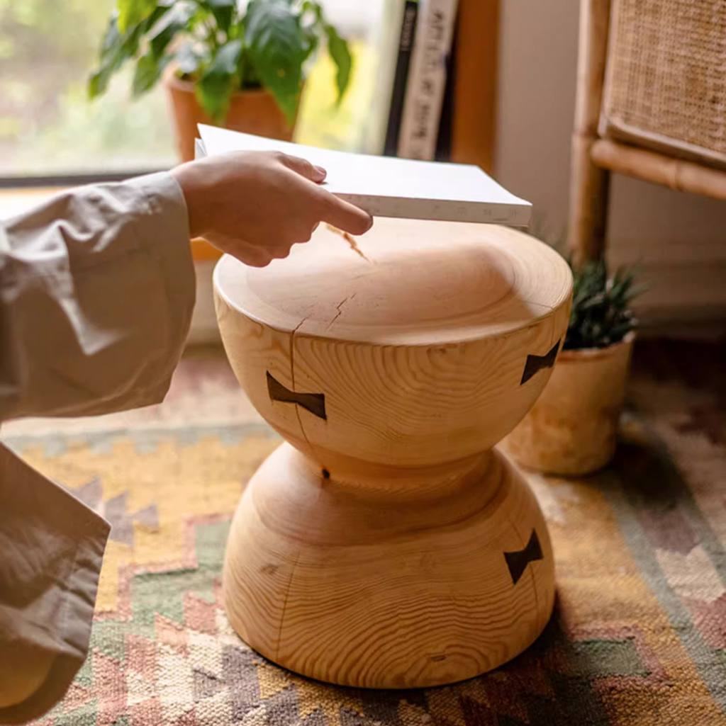 Natural Solid Wood End Table