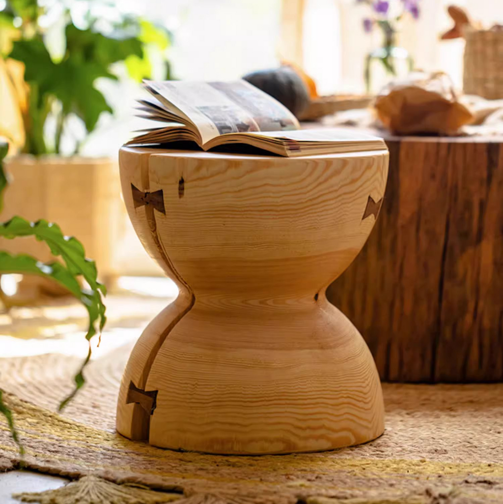 Natural Solid Wood End Table