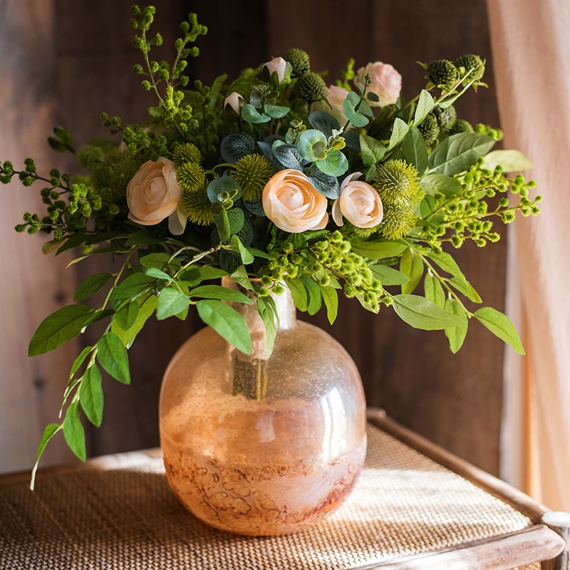 Amber Bubble Glass Bud Vase