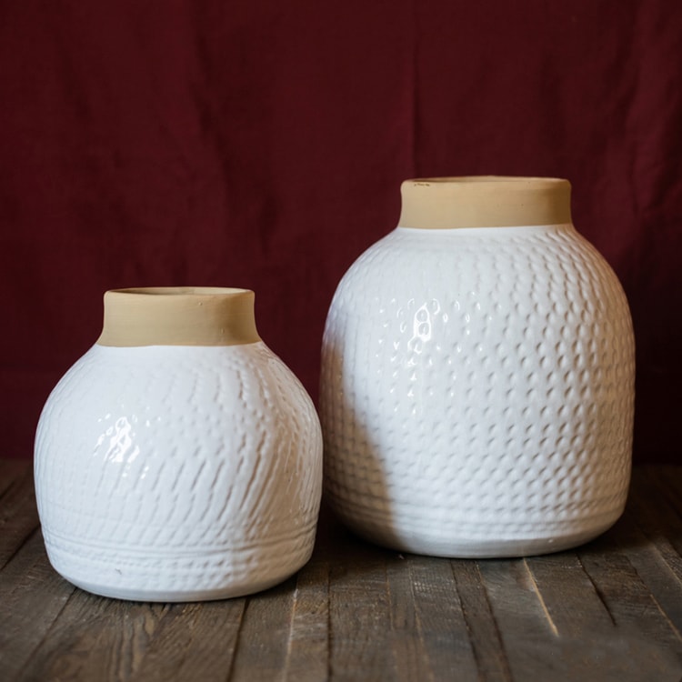 Glazed White Ceramic Vase