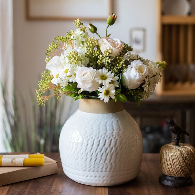 Glazed White Ceramic Vase