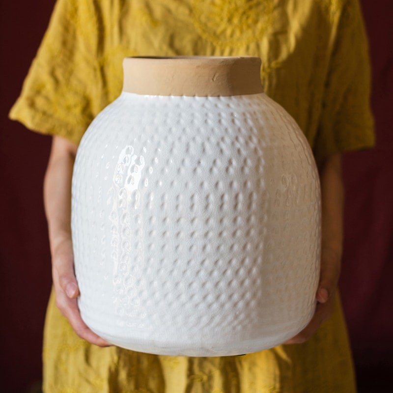 Glazed White Ceramic Vase