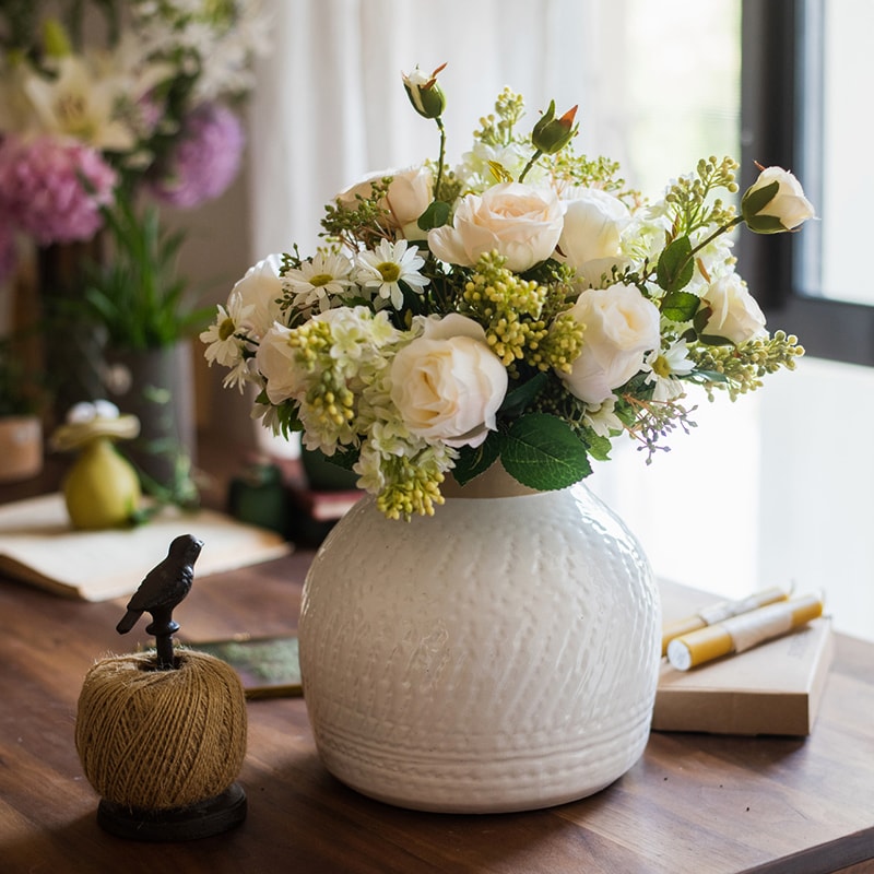 Glazed White Ceramic Vase