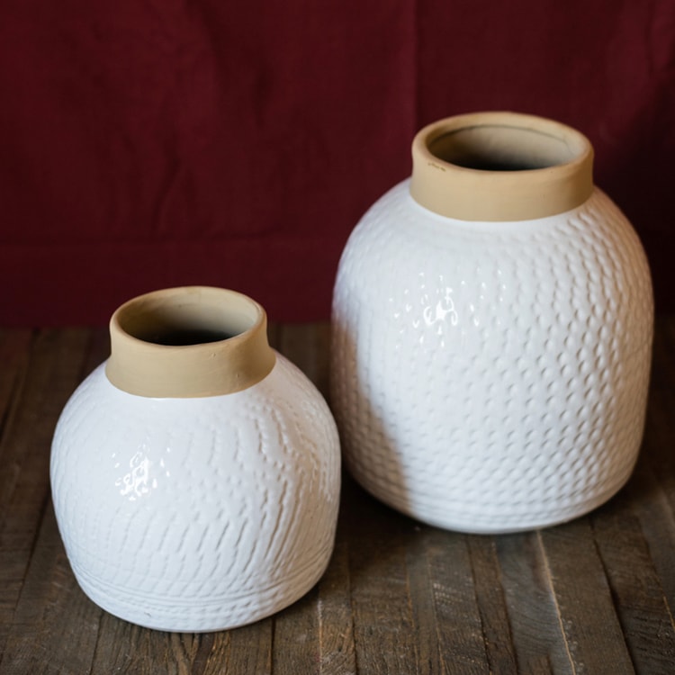 Glazed White Ceramic Vase