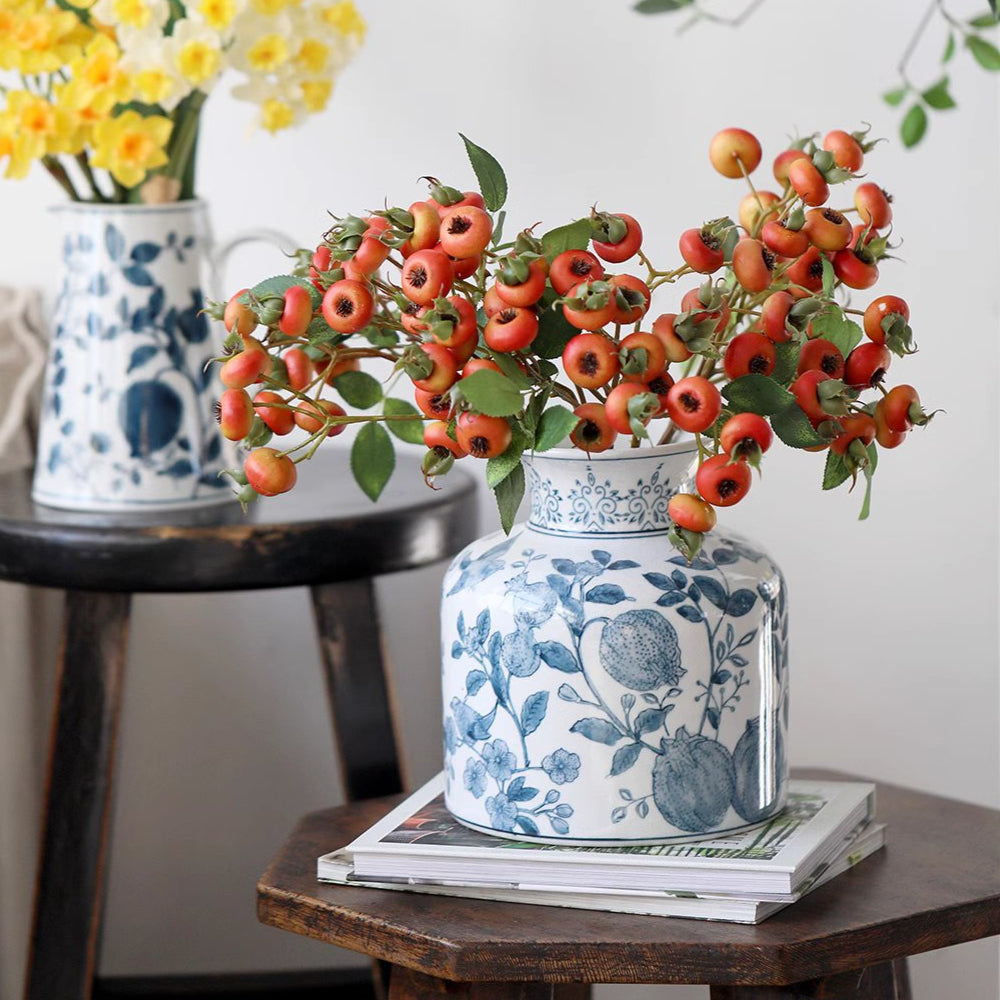 Pomegranate Blue & White Porcelain Vase