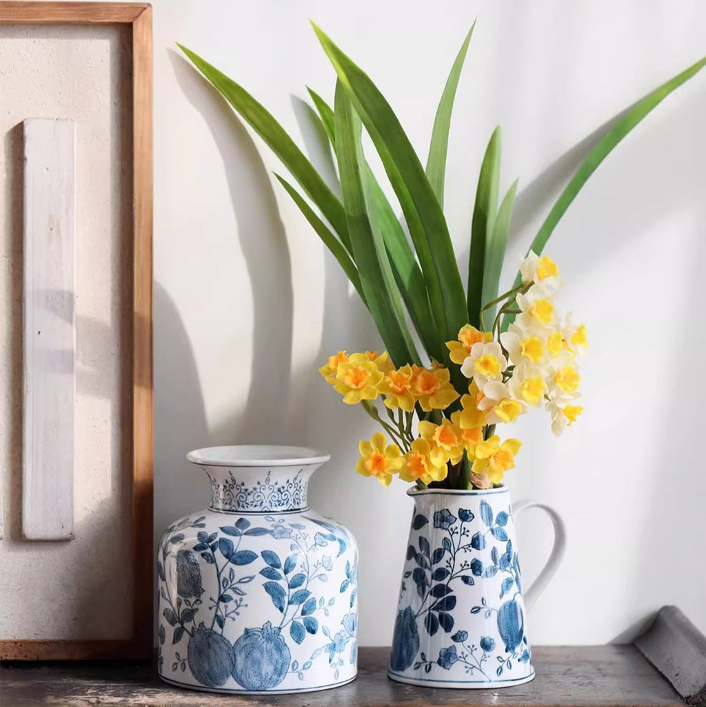 Pomegranate Blue & White Porcelain Vase